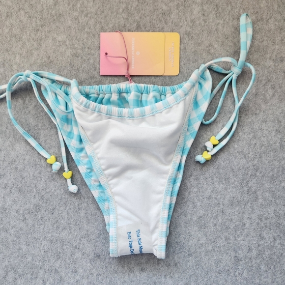 Stoney Clover Lane X Target Swim Bottom NWT Blue Gingham Check String Bikini XS - Picture 6 of 9